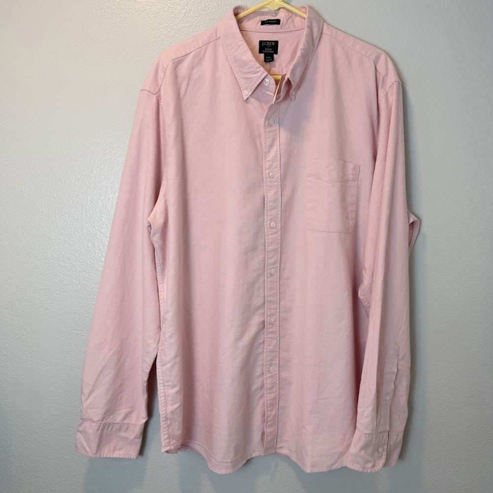 J. Crew Size-XXL Mens Classic Flex Oxford Preppy Shirt Pink Cotton Button Down‎